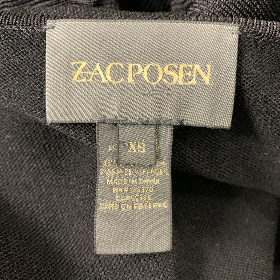 ZAC POSEN Size XS Black Viscose Blend Cut Out Cap Sleeves Dress