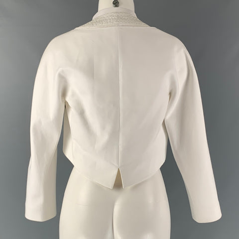 BRIONI Size 4 White Cotton Blazer
