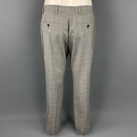 BURBERRY LONDON Size 38 Regular Grey Glenplaid Virgin Wool Suit