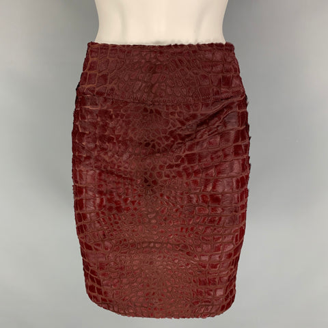 SALVATORE FERRAGAMO Taille 2 Jupe crayon bordeaux longueur genou