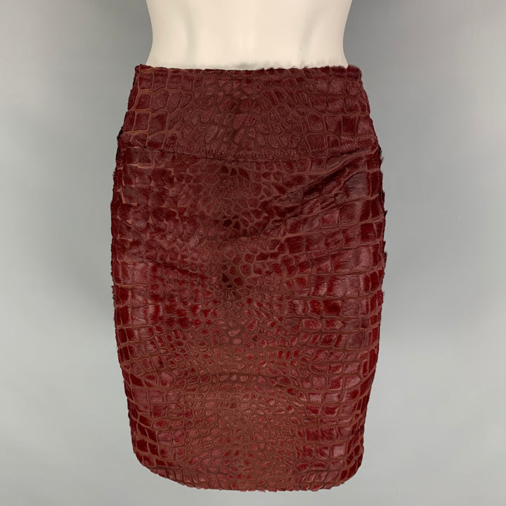 SALVATORE FERRAGAMO Size 2 Burgundy Pencil Knee-Length Skirt
