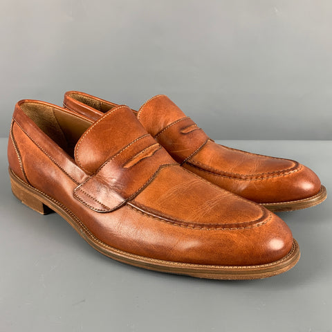 CASANOVA Size 10.5 Tan Leather Penny Loafers