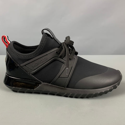 MONCLER Zapatillas sin cordones de charol con materiales mixtos de nailon negro talla 8