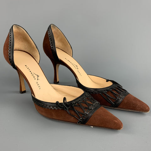ALEXANDRA NEEL Talla 6.5 Zapatos de tacón D'Orsay de ante marrón