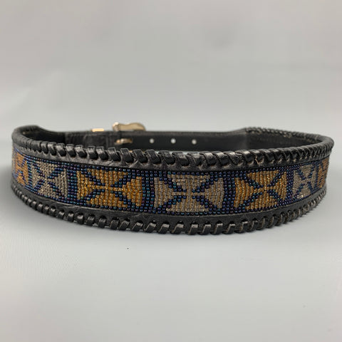 VINTAGE Size M Black & Blue Gammon Shire Leather Belt