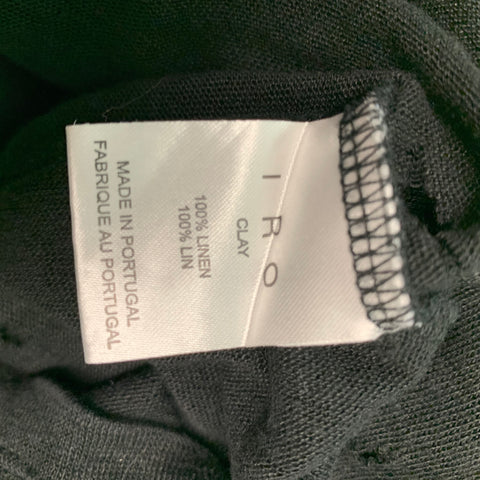 IRO CLAY Taille XS T-shirt à col rond en lin noir vieilli