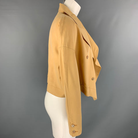 CLAUDE MONTANA Talla 8 Chaqueta frontal abierta de seda naranja sólida