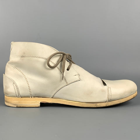 FAUSTO SANTINI Taille 10 Bottes à lacets en cuir blanc cassé