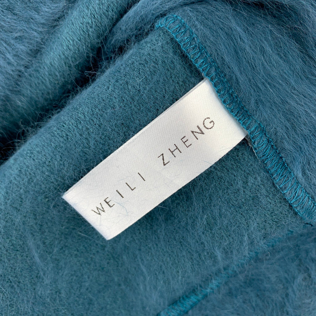WEILI ZHENG Size XS Blue Acrylic Blend Faux Fur Vest