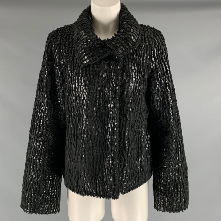 EMPORIO ARMANI Size 8 Black Polyester Textured Jacket