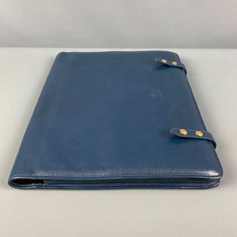 IL BISONTE Blue Pebble Grain Leather Briefcase