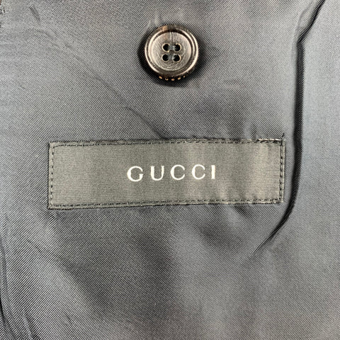 GUCCI Size 42 Regular Black Wool Notch Lapel Suit