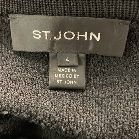 ST. JOHN Taille 4 Mélange de coton noir recadré sous les tenues du genou