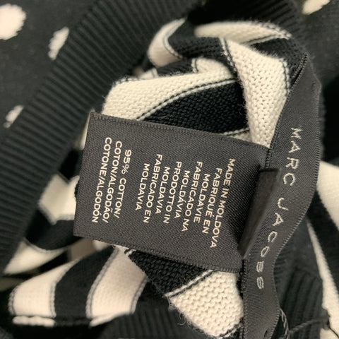 MARC JACOBS Size L Black White Cotton Blend Polka Dot Crew-Neck Vest