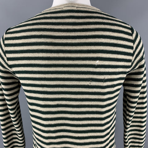WHY NOT BRAND Size S Taupe Stripe Cotton / Acrylic Boat Neck Pullover Sweater
