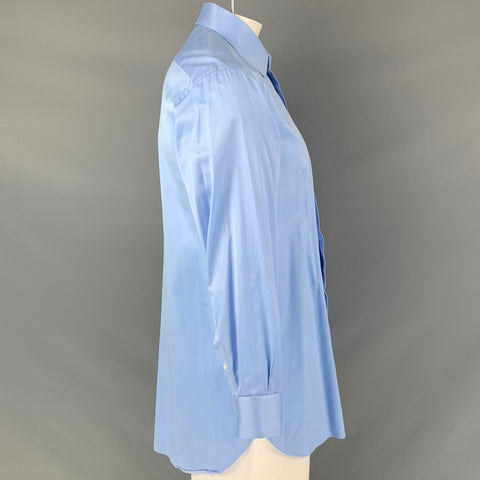 BRIONI Size L Light Blue Solid Cotton French Cuff Long Sleeve Shirt