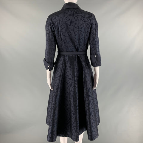 TERI JON Size 8 Navy Polyester Eyelet 3/4 Sleeves Dress