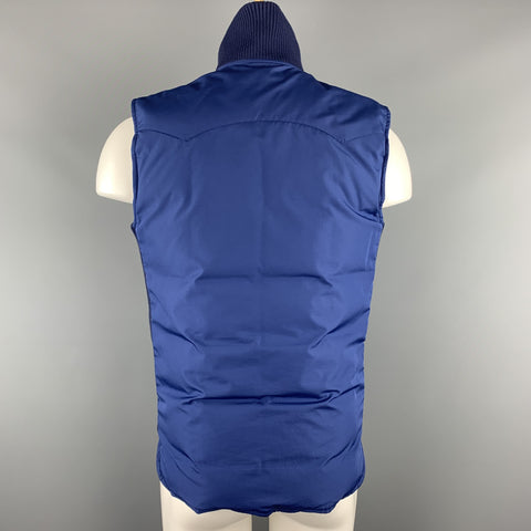 MARC JACOBS Size 38 Navy Padded High Ribbed Collar Zip Up Vest