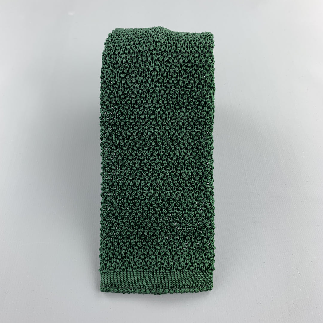 BUDD Forest Green Silk Textured Knit Tie