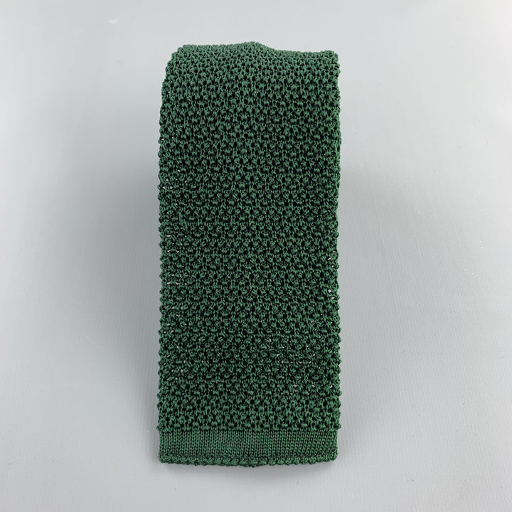 BUDD Forest Green Silk Textured Knit Tie