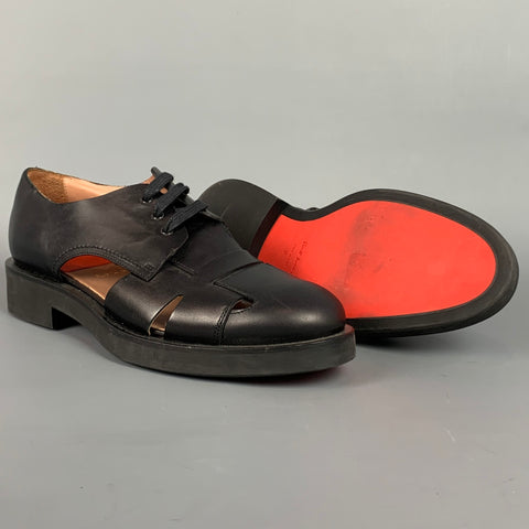 PAUL SMITH Size 9 Black Leather Cutout Lace Up Shoes