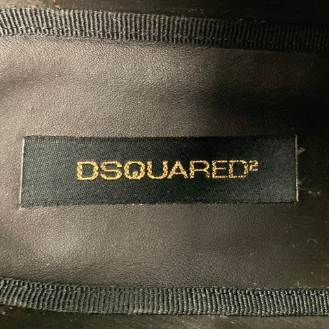 DSQUARED2 Size 11 Black Leather Belted Loafers