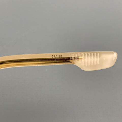 JACQUES MARIE MAGE Cream & Gold Acetate Aviator Sunglasses
