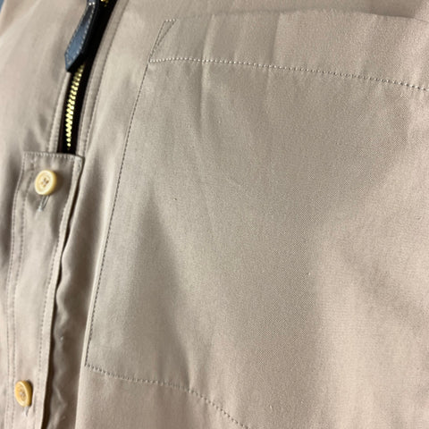 BURBERRY Size S Tan Cotton Half Zip Long Sleeve Shirt
