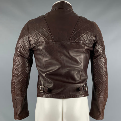 GUCCI Size XS Brown Leather Motorcycle Jacket