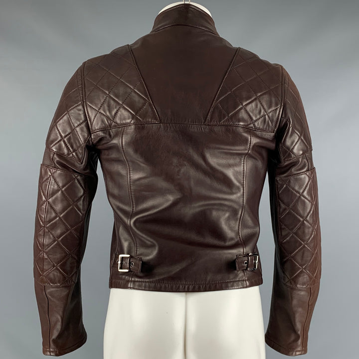 GUCCI Size XS Brown Leather Motorcycle Jacket