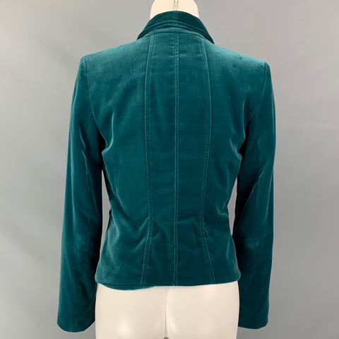 ESCADA Taille 4 Veste à double boutonnage en velours de coton mélangé vert