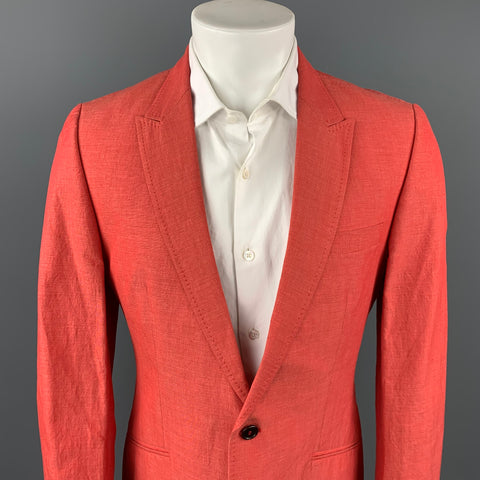 PS by PAUL SMITH Talla 40 Abrigo deportivo con solapa de pico en algodón y lino color coral
