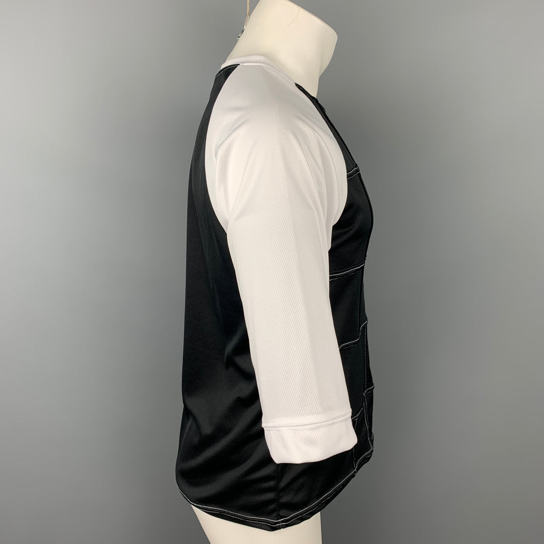 COMME des GARCONS Camiseta de poliéster bicolor en blanco y negro Talla XL