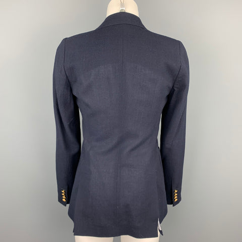 BAND OF OUTSIDERS Size 1 Navy Twill Virgin Wool Double Breasted Blazer
