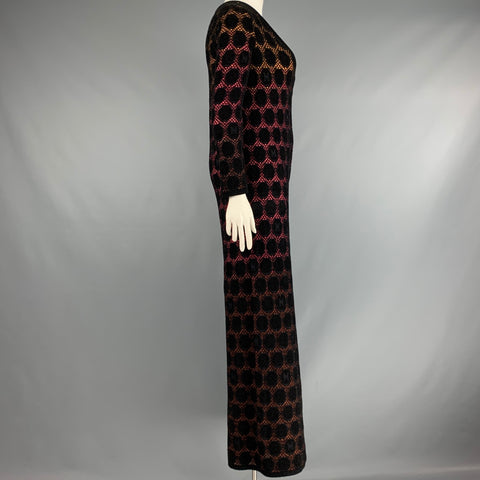 M MISSONI Size L Black Yellow Pink Knit Wide Leg Jumpsuit