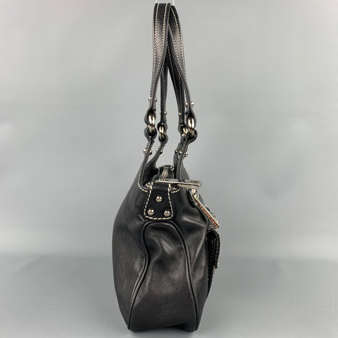 MARC JACOBS Black Contrast Stitch Leather Top Handles Handbag