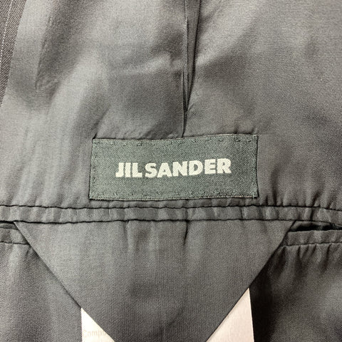 JIL SANDER Size 42 Long Black Stripe Wool Notch Lapel 3 Piece Suit