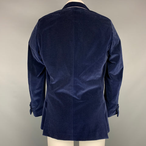 PAUL SMITH Soho Size 40 Regular Navy Cotton Velvet Peak Lapel Sport Coat