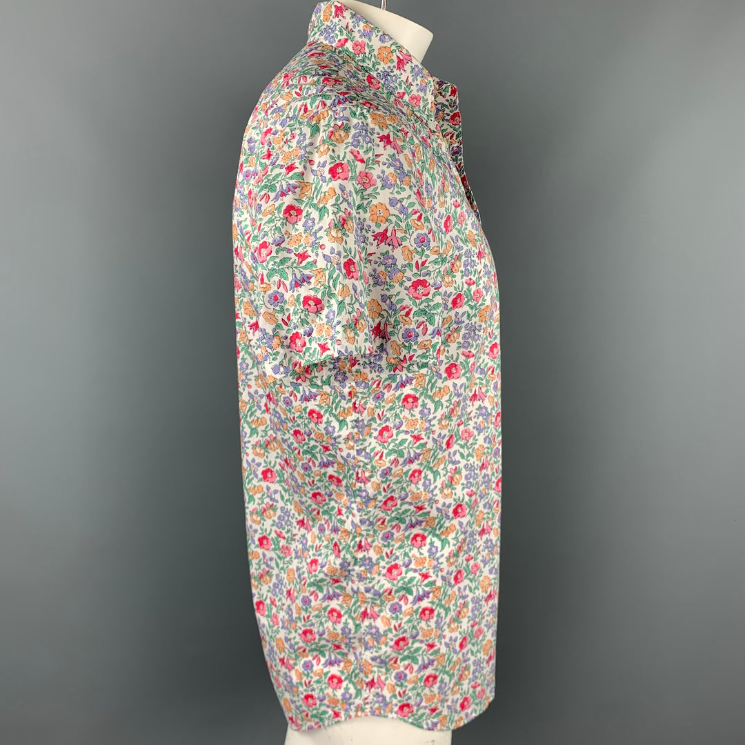 MIU MIU Taille M Chemise à manches courtes boutonnée en coton floral multicolore