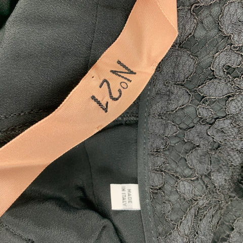 No. 21 Pantalones de vestir de cristal en mezcla de algodón y encaje negro, talla 4