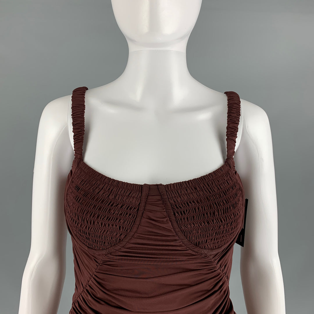 DION LEE Size 4 Burgundy Viscose Blend Ruched Corset Mini Cocktail Dre –  Sui Generis Designer Consignment