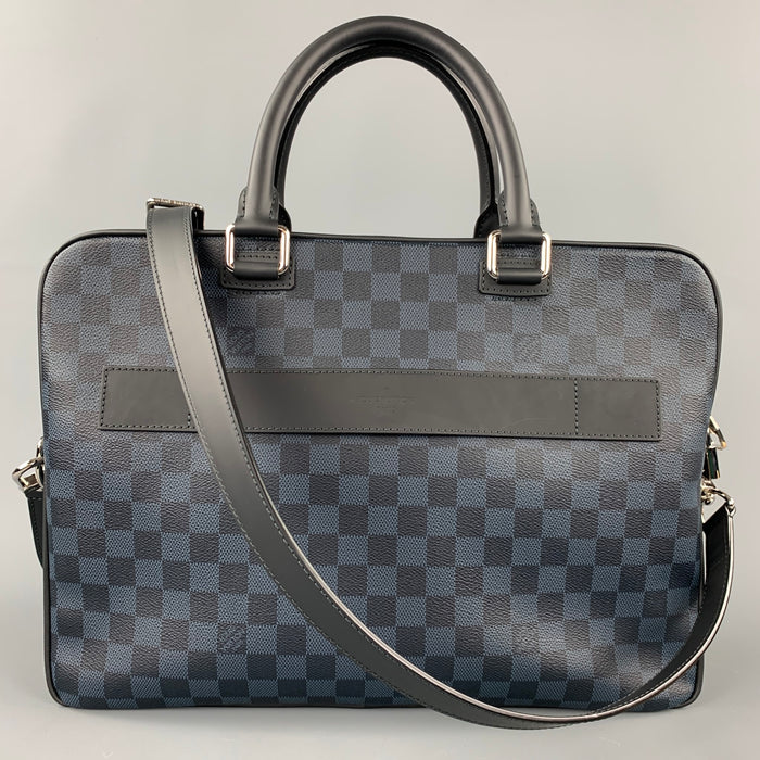LOUIS VUITTON Navy & Blue Damier Graphite Canvas Leather Trim Canvas Porte-Documents Business Bag