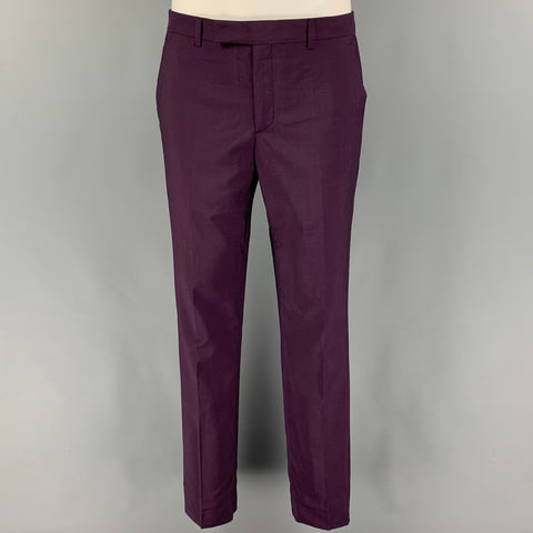 PAUL SMITH Size 38 Regular Purple Wool Notch Lapel Suit