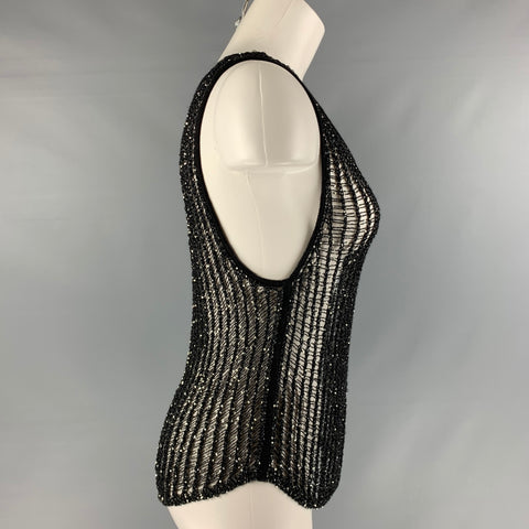 SAINT LAURENT Taille XS Débardeur tricoté en mélange de polyester Noir Haut décontracté