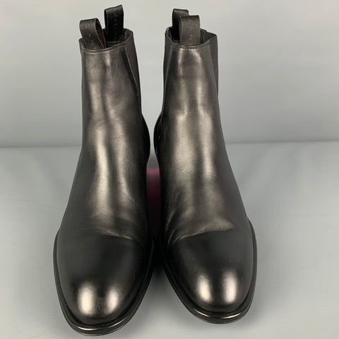 GIUSEPPE ZANOTTI Size 10.5 Black Leather Pull On Boots