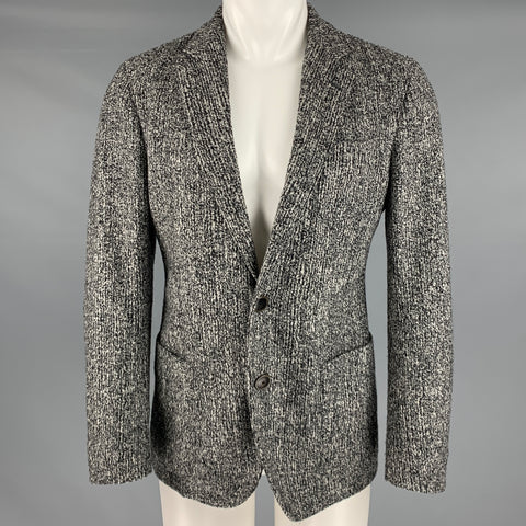 GIORGIO ARMANI Taille 40 Manteau de sport en mélange de laine chiné gris noir