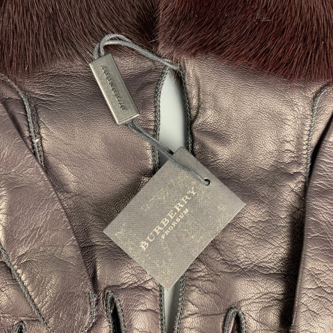 BURBERRY PRORSUM Size 8 Brown Mink Kidskin Leather Gloves