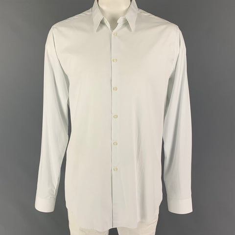 THEORY Size L Off White Cotton Button Up Long Sleeve Shirt