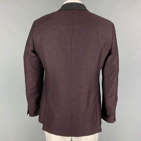 JOHN VARVATOS Size 42 Purple Charcoal Jacquard Wool Sport Coat