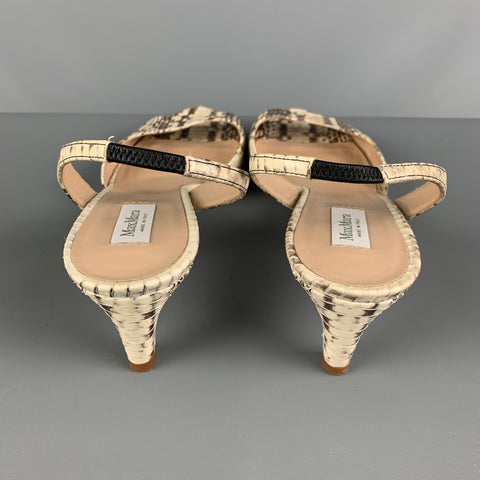MAX MARA Sandales à bride arrière en peau de serpent beige taupe taille 9